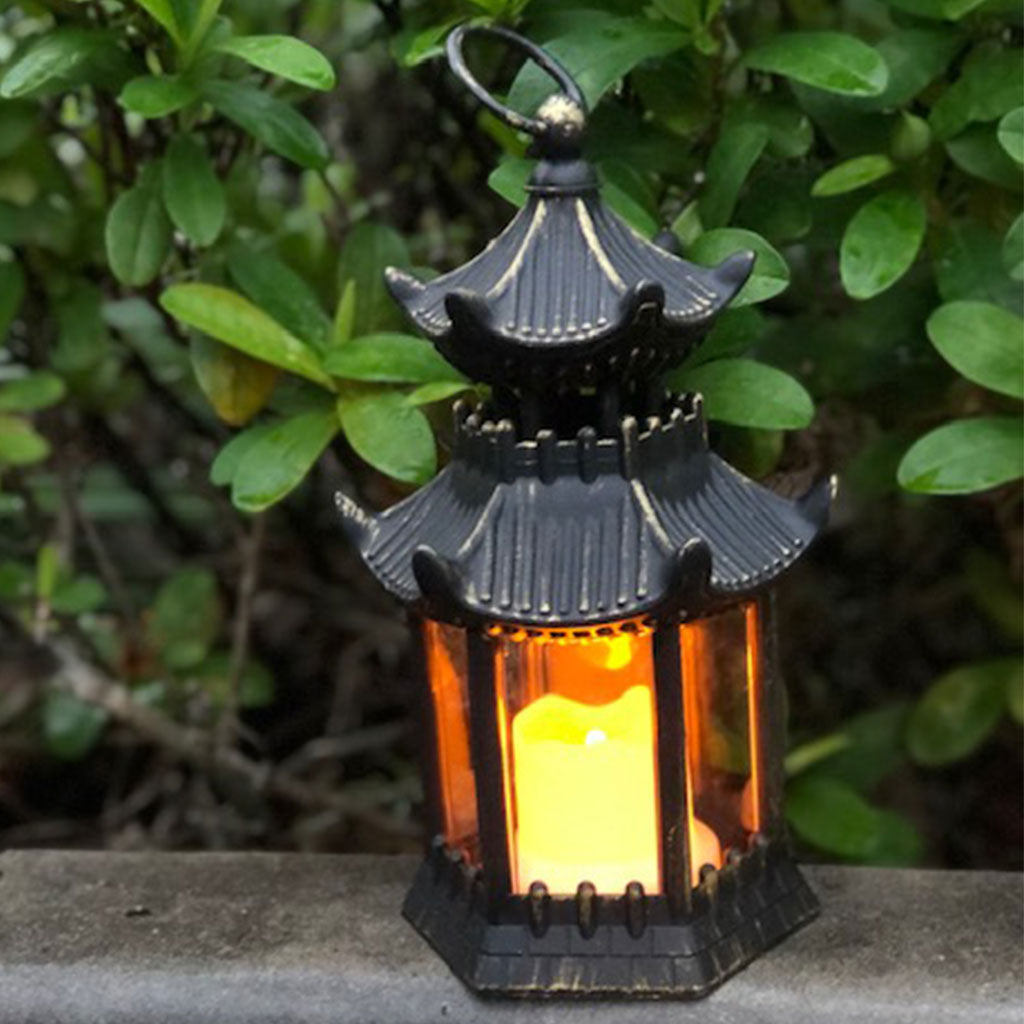 Pagoda Lantern With Led Candle 5335