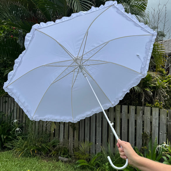 White wedding parasols