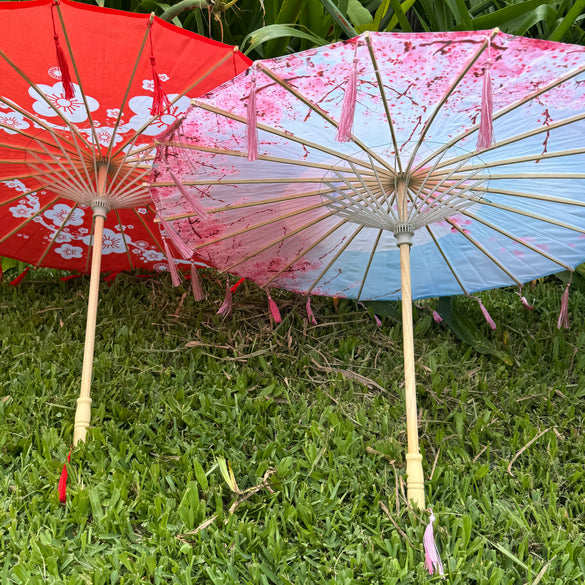 Chinese parasols with tassel decorations