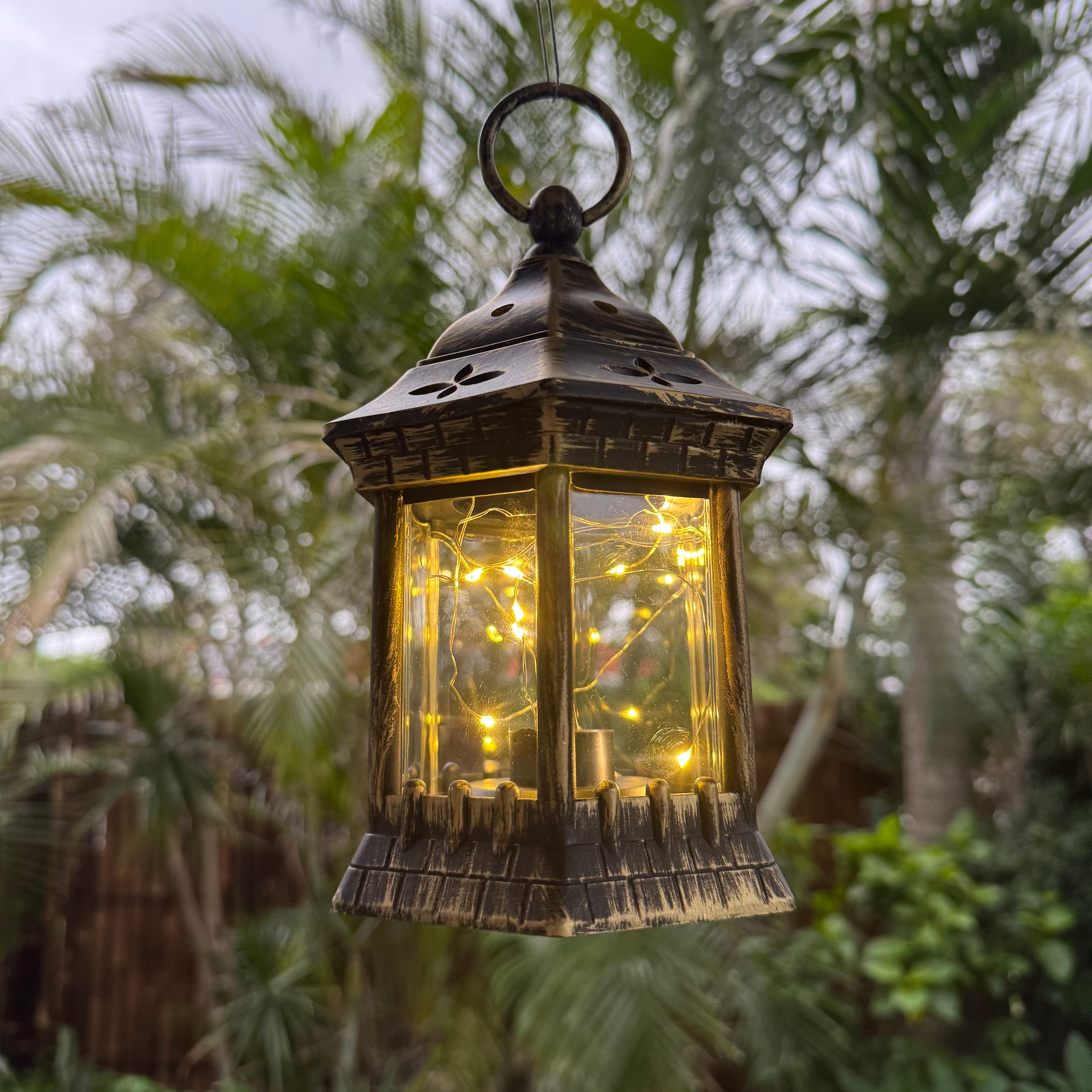 Hexagon Lantern with Fairy Lights (20cm high)