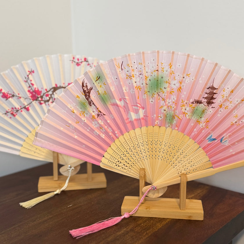 Chinese fans with display stand