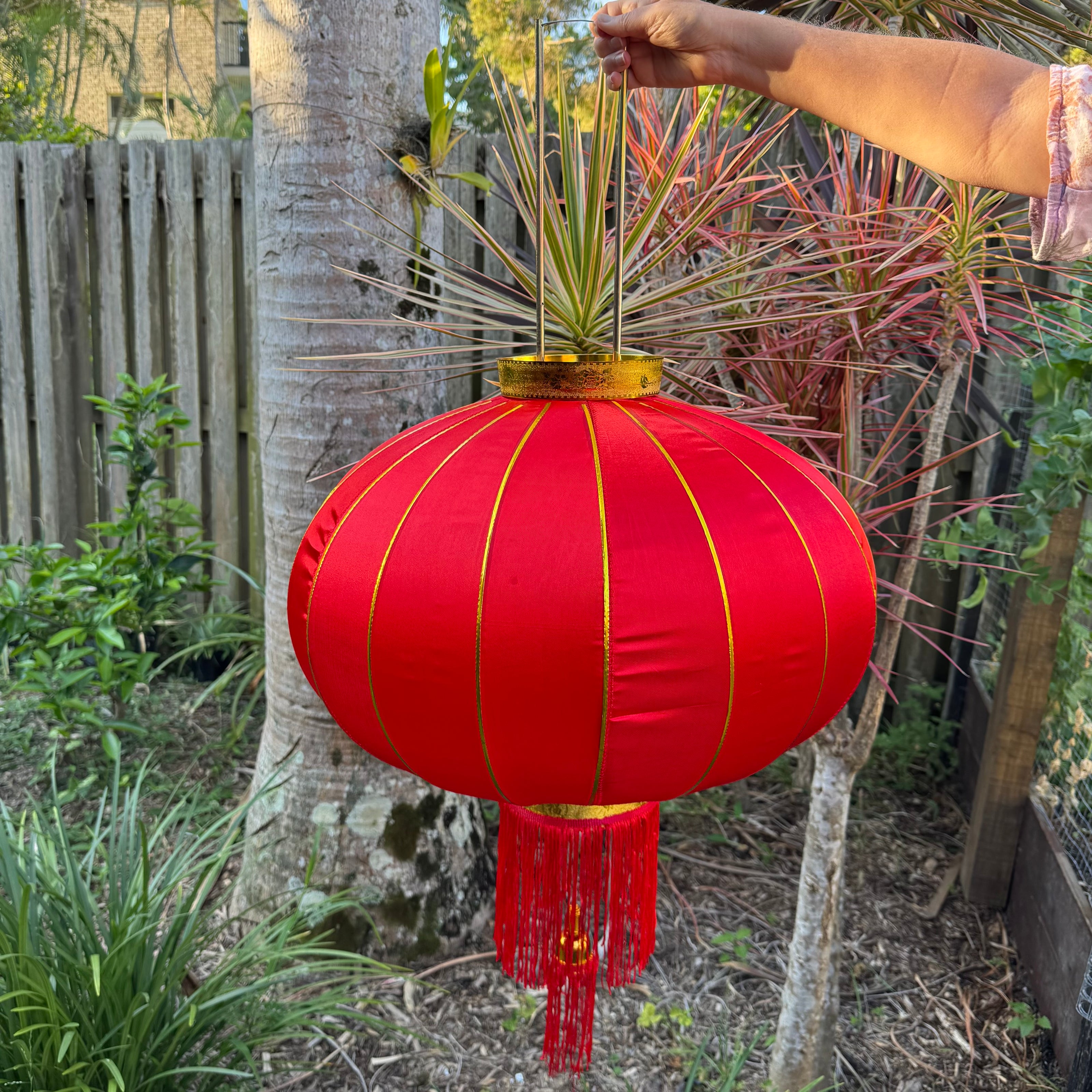 Red satin lantern
