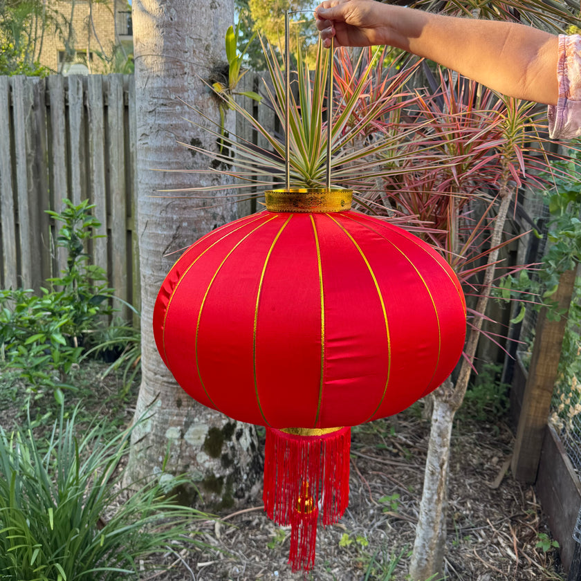 Red satin lantern
