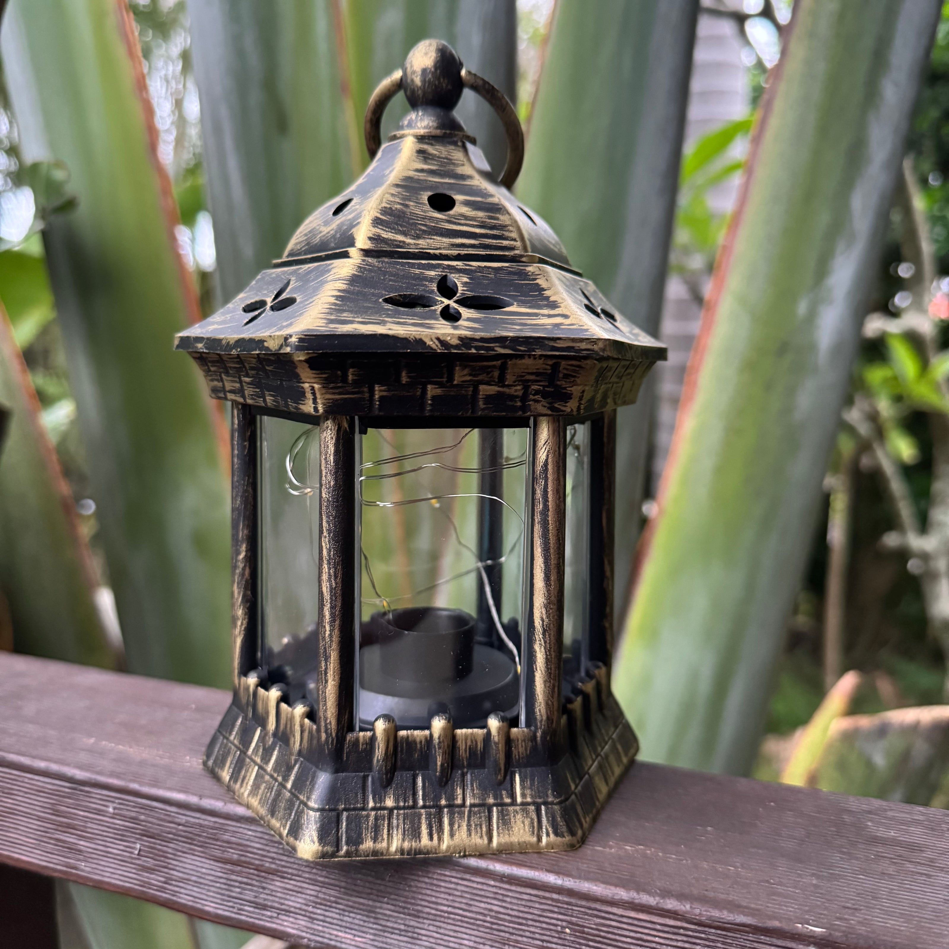 Hexagon Lantern with Fairy Lights (20cm high)