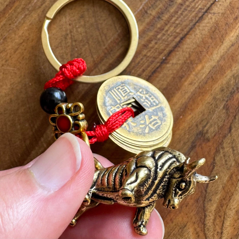 Ox Key Ring Chinese Cow / Ox and Coins Keyring – lanternshop