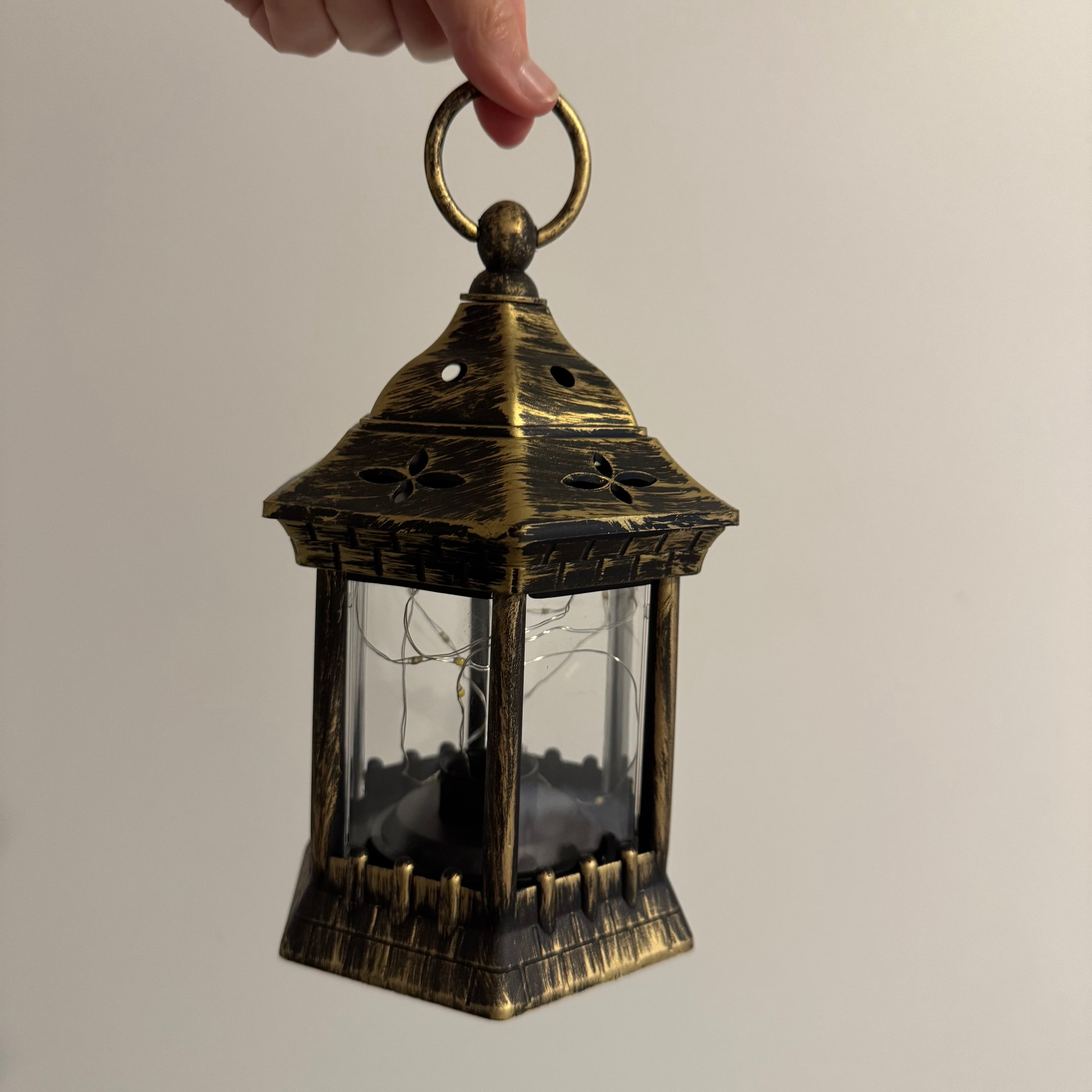 Hexagon Lantern with Fairy Lights (20cm high)