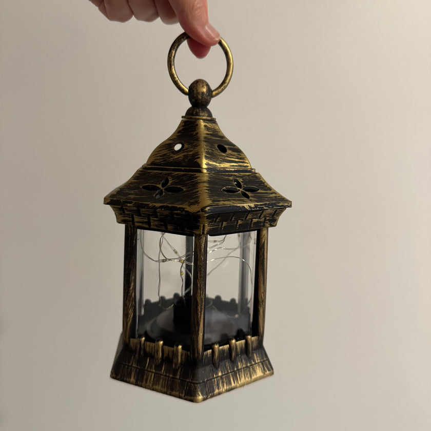 Hexagon Lantern with Fairy Lights (20cm high)