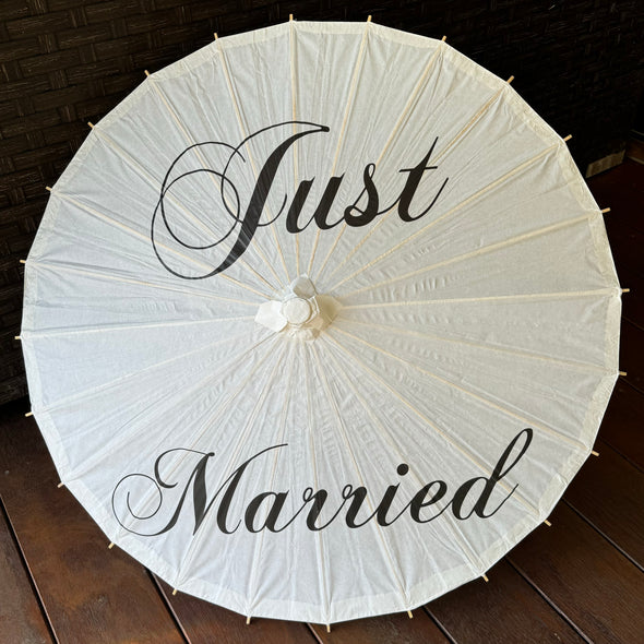 white wedding parasol