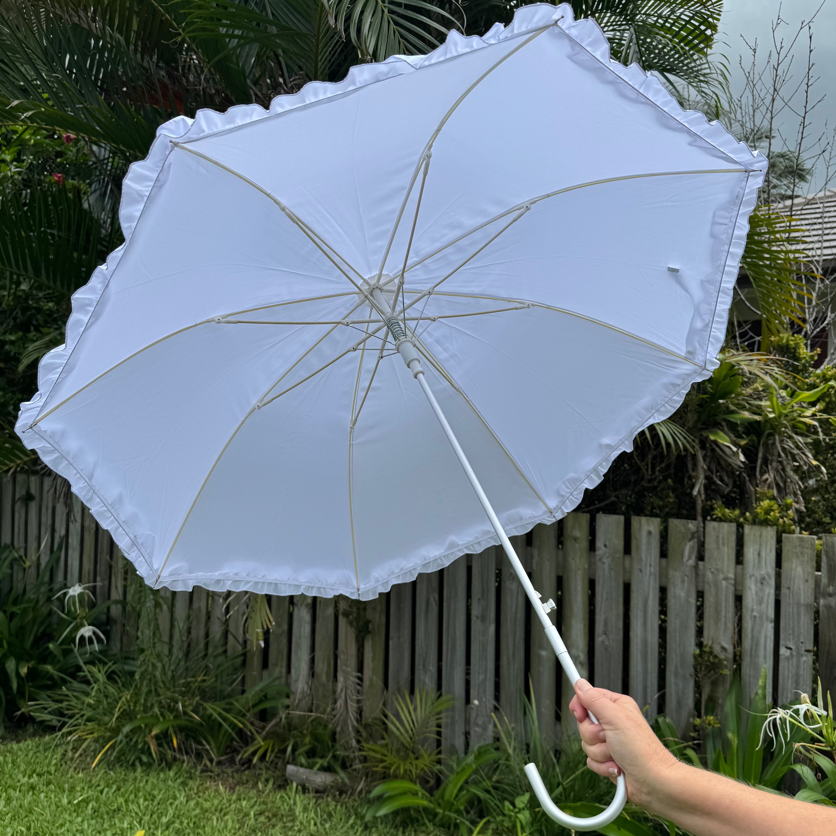 white wedding umbrella