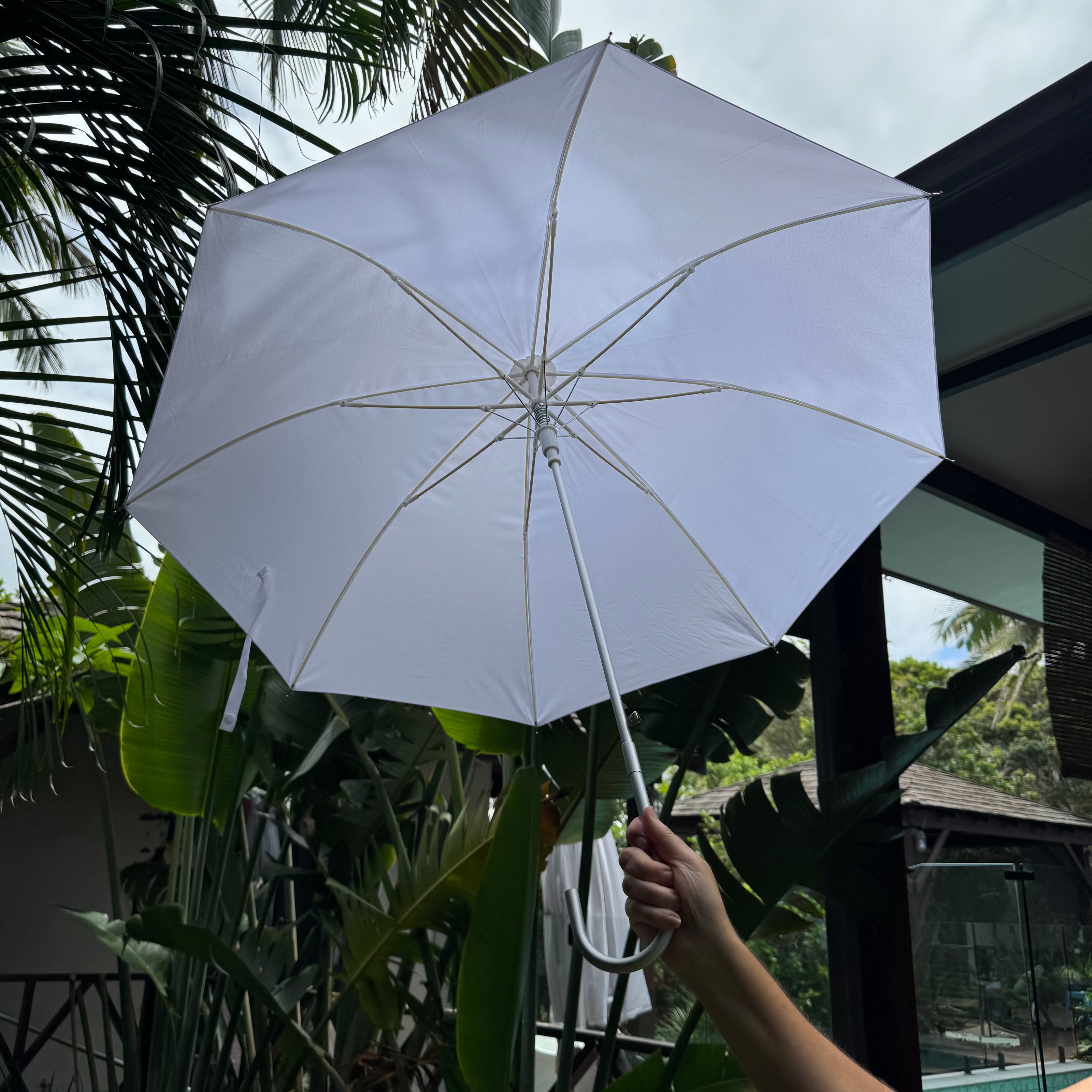 white wedding umbrella