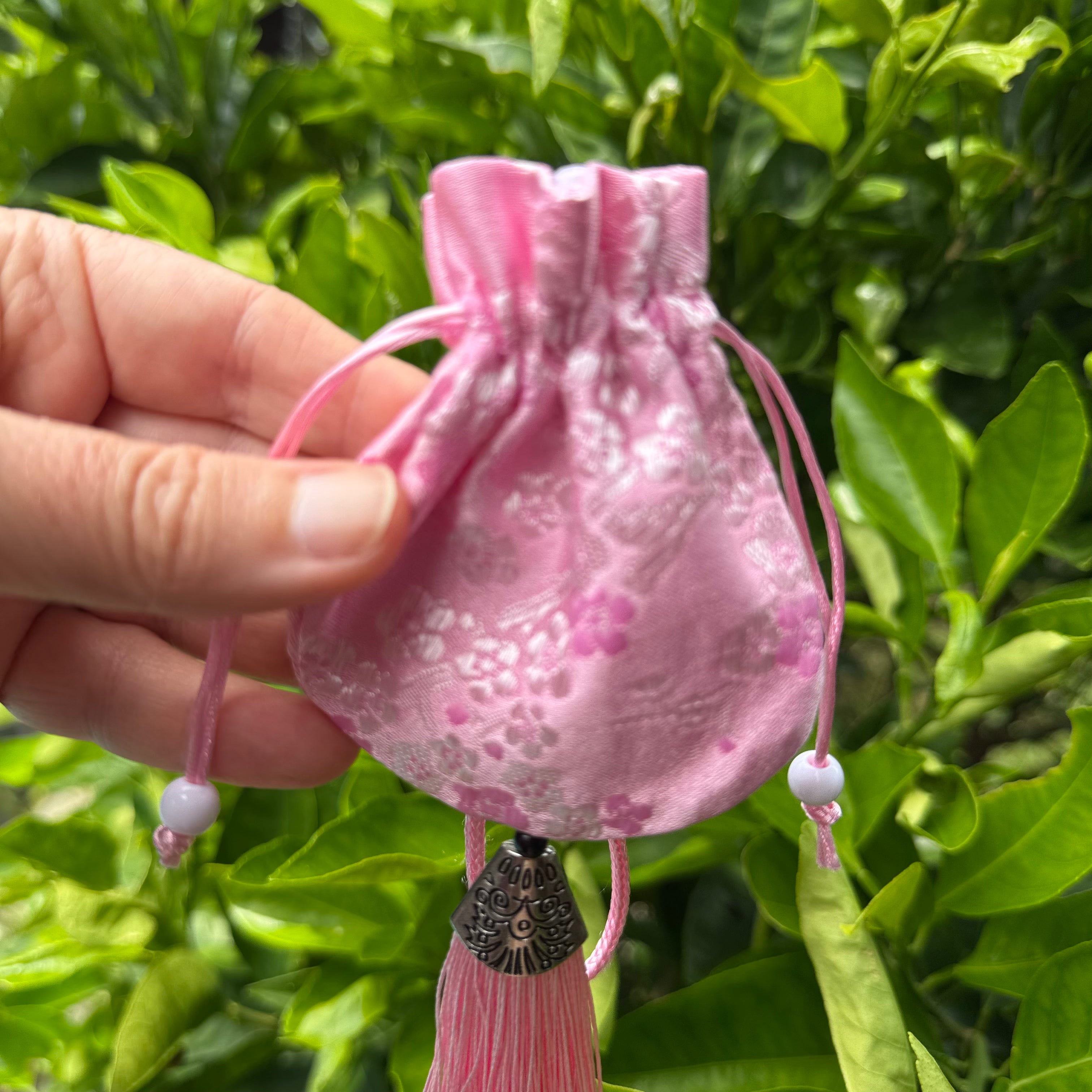 Pink silk bag