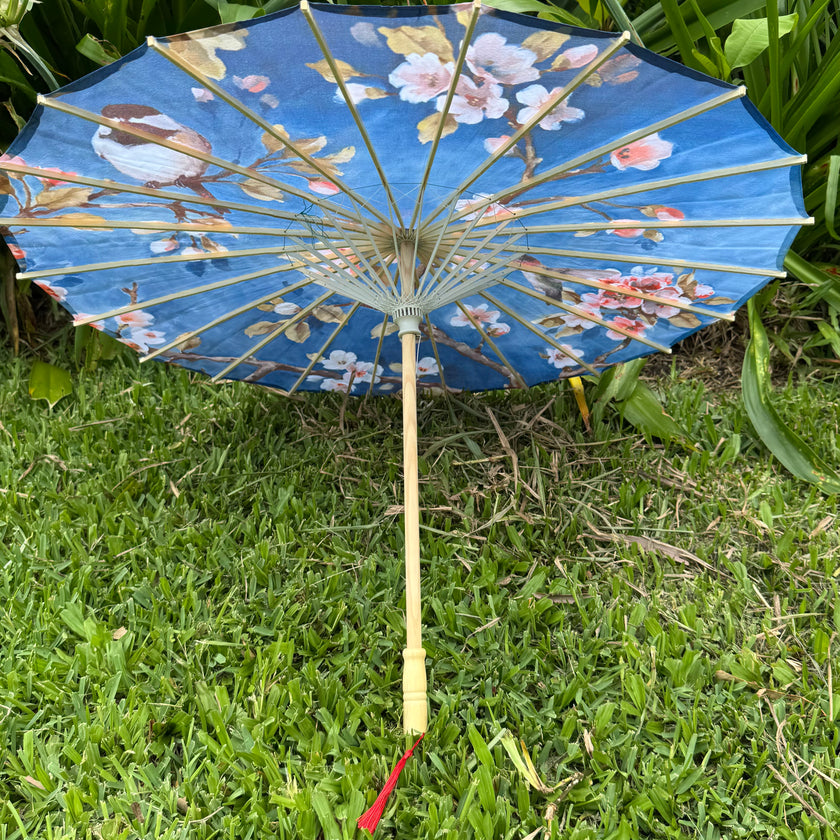 Blue wedding parasol