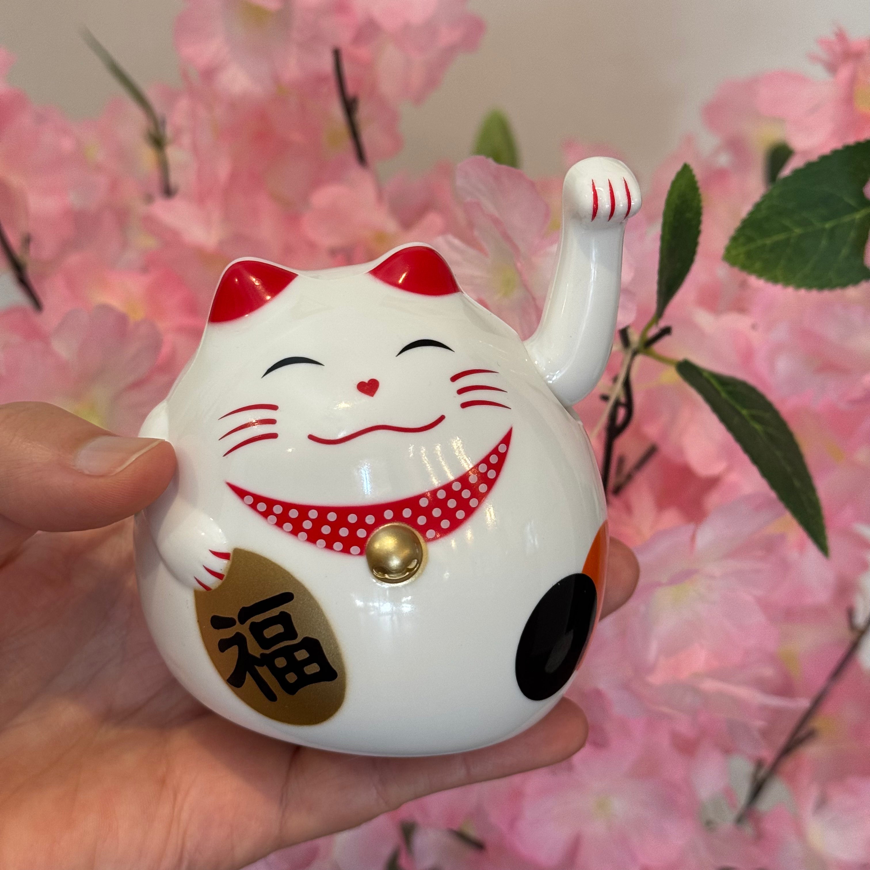 Fortune Cat Lucky White Waving Cat (8CM HIGH)