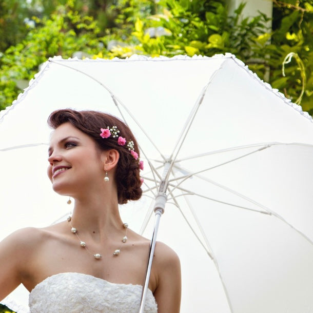 white wedding umbrella