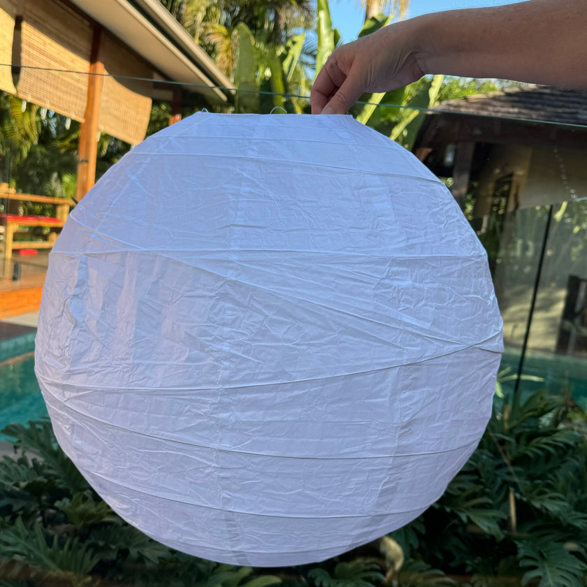 2 pack - 50cm IRREGULAR RIBBED White Paper Lantern