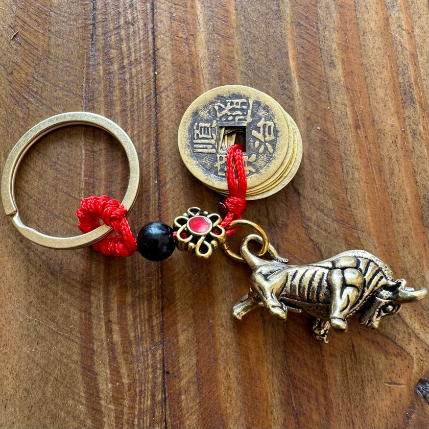 Ox Key Ring Chinese Cow / Ox and Coins Keyring – lanternshop