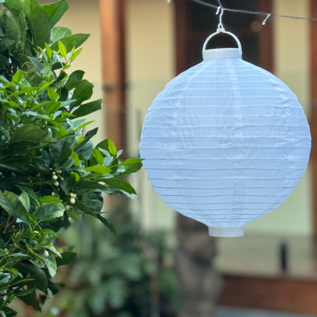 white battery operated party lantern