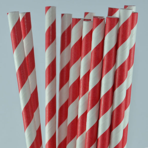 red stripe paper straw