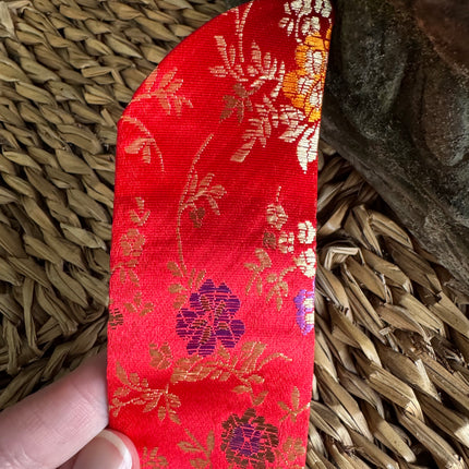 silk brocade Chinese flower print hand fan sleeve