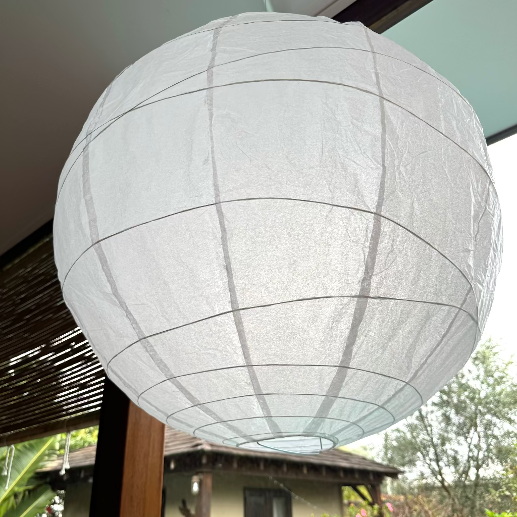 white irregular paper ribbed lantern