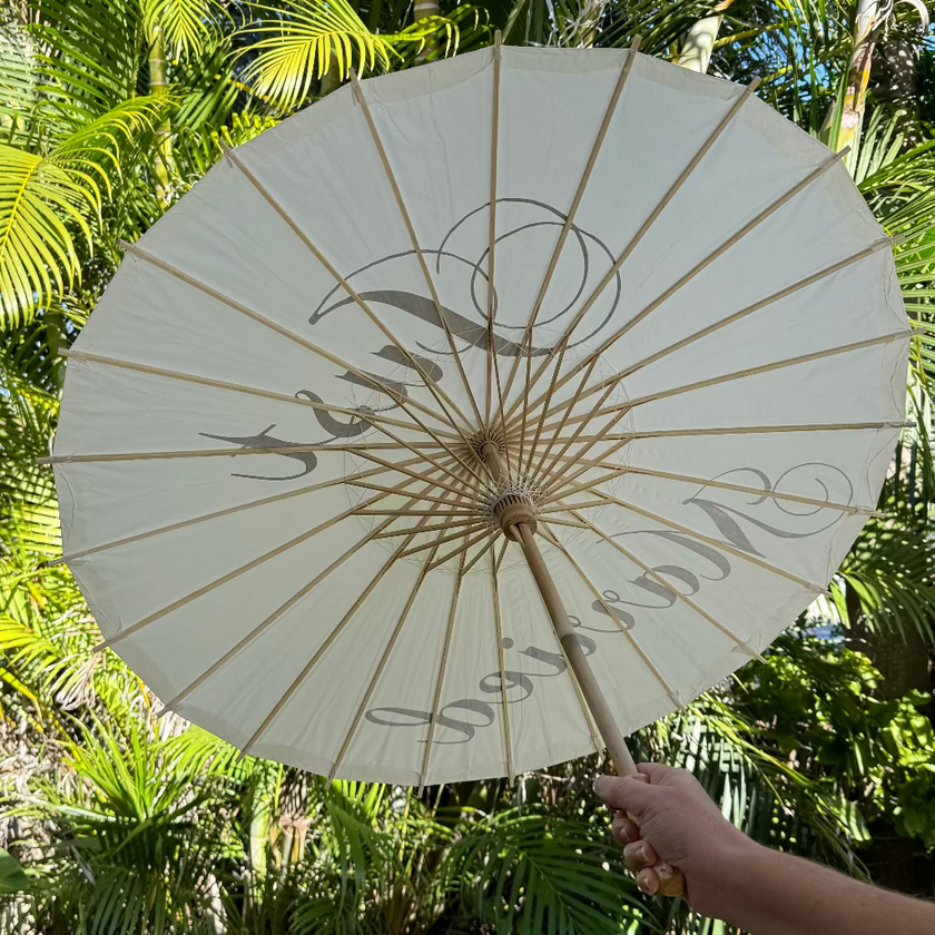 garden wedding white parasol