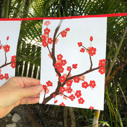 Hanging cherry blossom bunting Chinese New Year