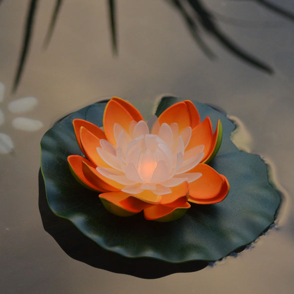 large orange deluxe led floating lotus