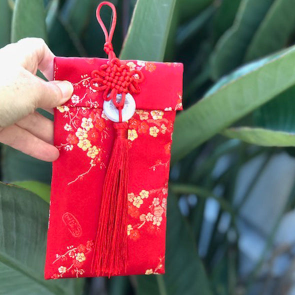 Luxury Red envelope Money Packet - Silk Cherry blossoms
