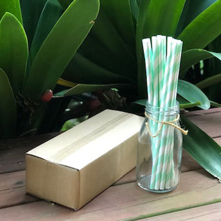 green stripe paper straw