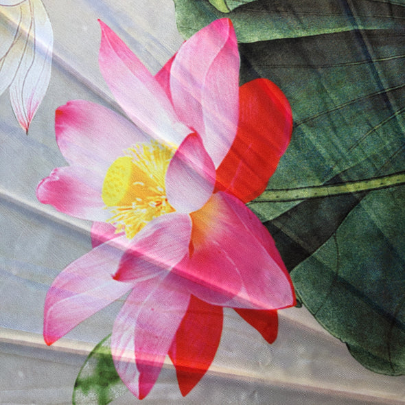Nylon Parasol - fish and lotus flowers