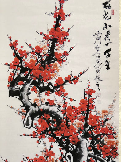 Plum Blossoms silk scroll (30 x 90cm)