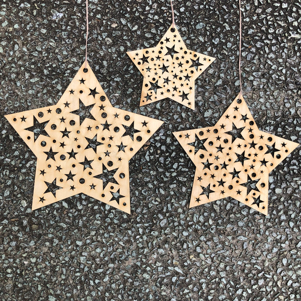 Wooden star decorations