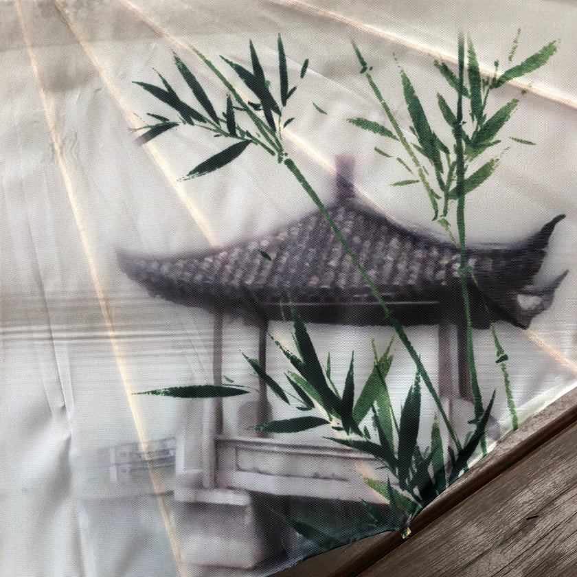 Nylon Parasol - pagoda and blossoms