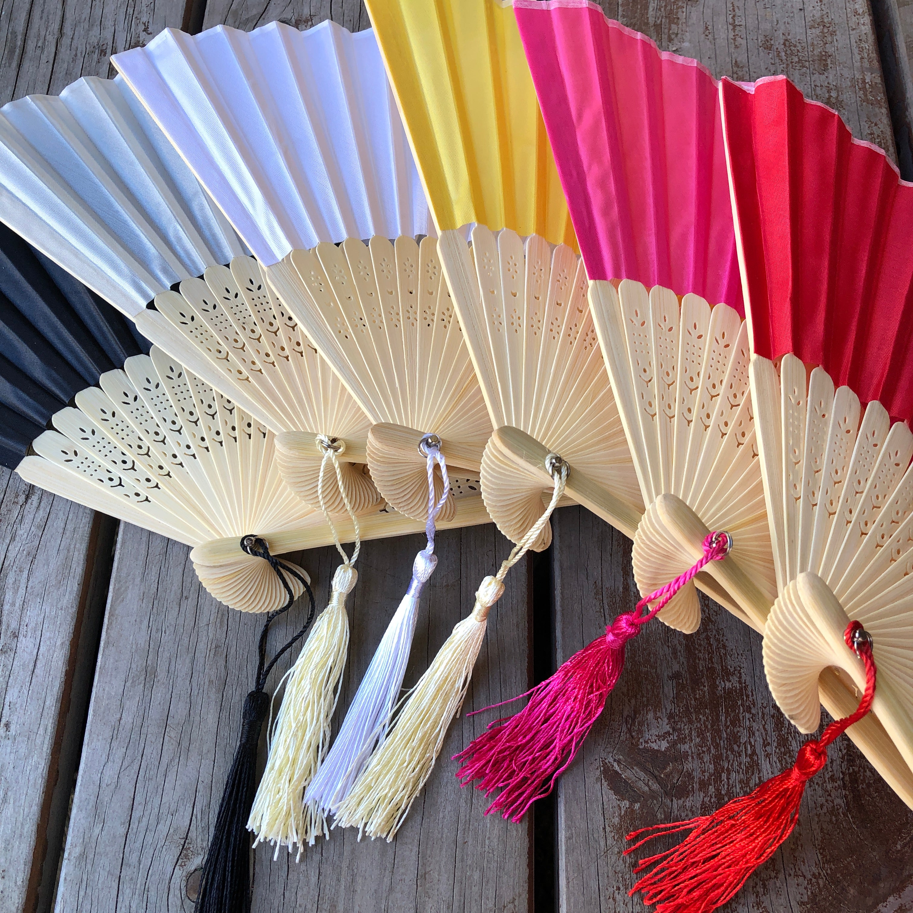 Luxury Silk Hand Fan with tassel tail 21cm length