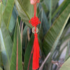 Lucky coin - red Chinese knot tassel hanging decoration