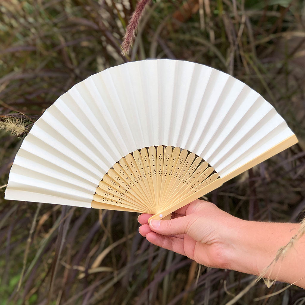 Bamboo/Paper Hand Fan - ivory