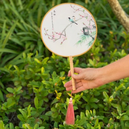 Round Silk Fan Birds and Blossoms